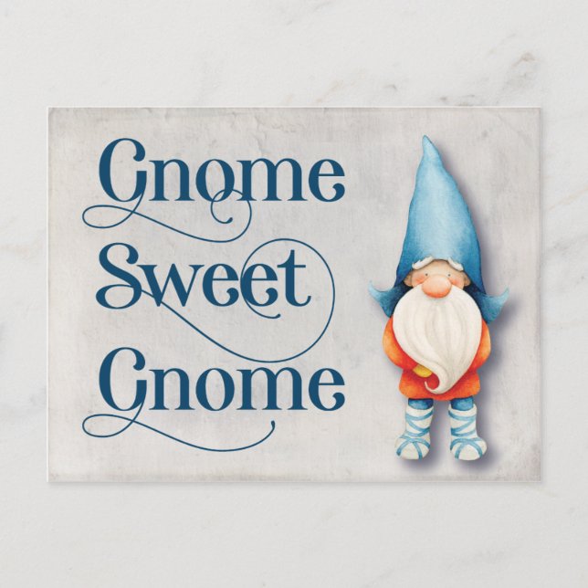 Ny hemmakonterad Ny adress Hygge Gnome Sweet Vi ha Meddelande Vykort (Framsida)