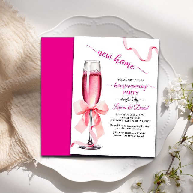 Ny hemmaprosecco Glass Houseuppvärmning Party Inbjudningar (Skapare uppladdad)