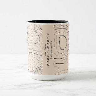 Ny hemtopografi Koordinater House Warming Gift Två-Tonad Mugg