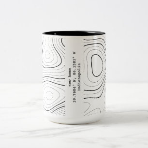 Ny hemtopografi Koordinater House Warming Gift Två-Tonad Mugg