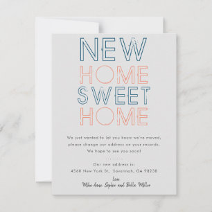 Ny hemtypografi Flytta-meddelandekort Meddelande