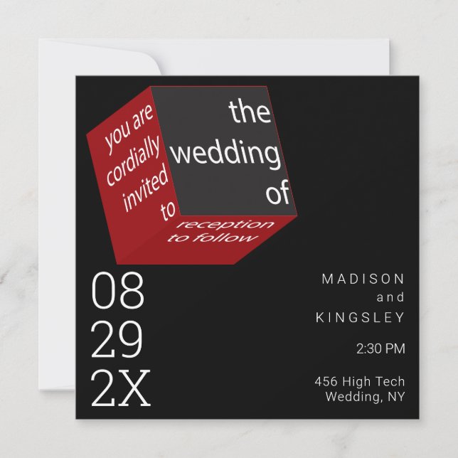 Ny High Tech Cube Epic Svart Geometrisk  Inbjudningar (Framsida)