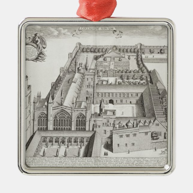 Ny högskola, Oxford, från "Oxonia Illustrata", pub Julgransprydnad Metall (Framsidan)
