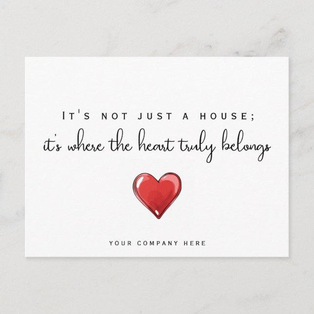 Ny Homeowner Heart Real Gods-kampanj Vykort (Framsida)