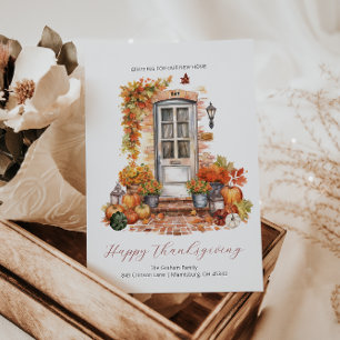 Ny höst för hemmet Thanksgiving Flytta av ytterd Meddelande Vykort
