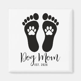 Ny hundmamma Tassavtryck Skript Est Datum Magnet