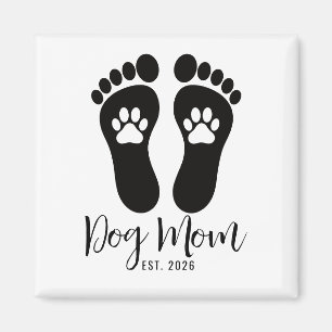 Ny hundmamma Tassavtryck Skript Est Datum Magnet