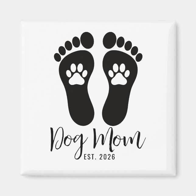 Ny hundmamma Tassavtryck Skript Est Datum Magnet (Framsidan)