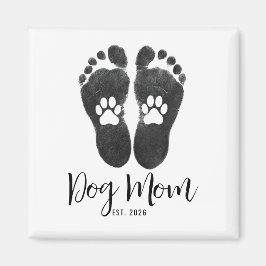 Ny hundmamma tassavtryck Skript Est Datum Magnet