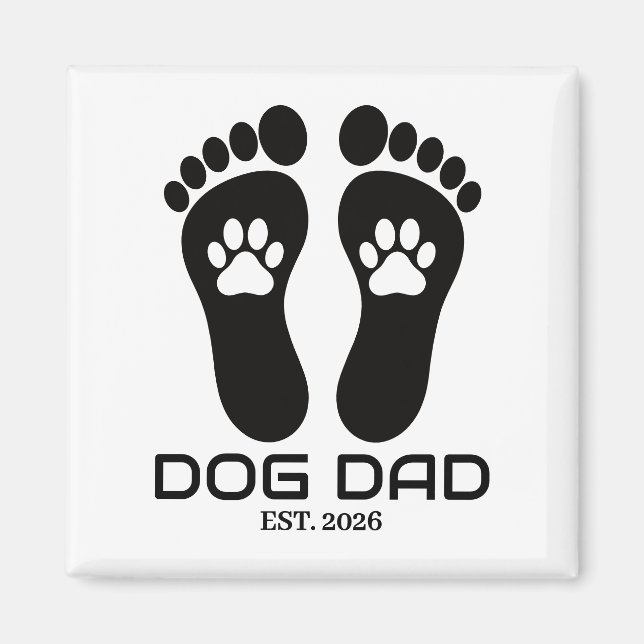 Ny hundpappa Tassavtryck Fet Est. Datum Magnet (Framsidan)