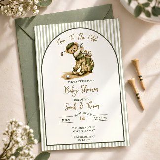 Ny i Clubben Teddybjörn Golf Baby Shower Inbjudningar