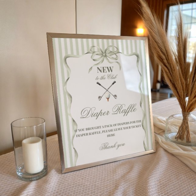 Ny i klubben Golf Baby Shower Blöja skylt (Skapare uppladdad)