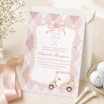 Ny i klubben Rosa golfvagns-baby shower