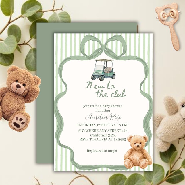 Ny i klubben snygg baby shower med rosett inbjudningar (Skapare uppladdad)