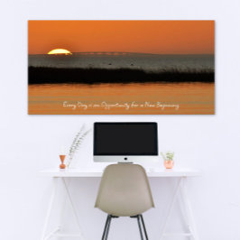 Ny inledande Orange Soluppgång Motiveringsoffert Poster
