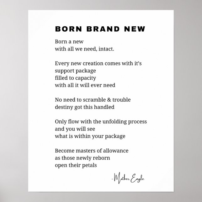 Ny inspirationell Dikt av murkonsdekantering, född Poster (Framsidan)