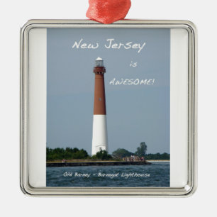 Ny - jerseyen är enorm - Barnegat fyr Julgransprydnad Metall