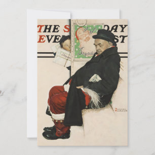 Ny jultomte på en tåg Norman Rockwell The Saturday Julkort