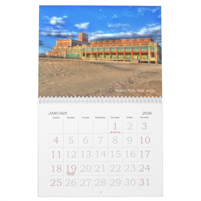 Ny kalender - fotografi för jerseykuststrand (Jan 2026)
