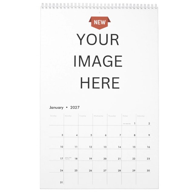 NY! Kalender - USA - engelska - helgdagar (Jan 2027)