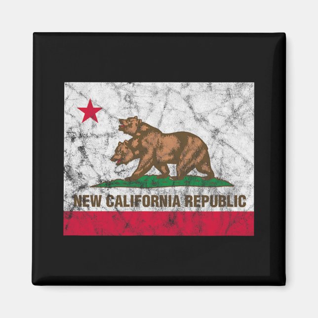 Ny Kalifornien Republik Ncr Stat Distressed Flagga Magnet (Framsidan)