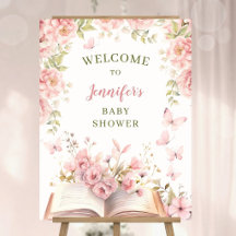 Ny kapitel Baby Shower Flicka Blommig Rosa Välkoms