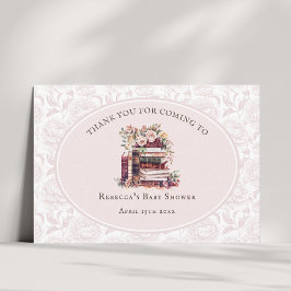Ny kapitel baby shower rosé peony välkomstskylt tack kort