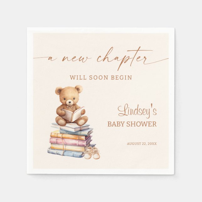 Ny kapitel Baby Shower Teddy Sago-bok Pappersservett (Framsidan)