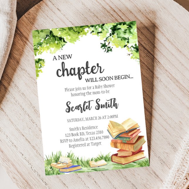 Ny Kapitel Barnkalas Inbjudningar (Storybook New Chapter Baby Shower invitation)