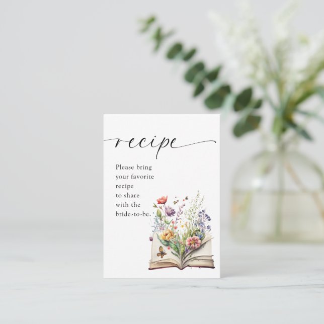Ny kapitel Blombok Bröllopsdusch Recept Tilläggskort (Stående Fram)