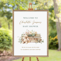 Ny Kapitel Blommig Bok Baby Shower Välkommen