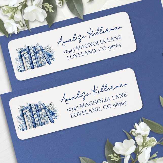 Ny Kapitel Blommig Bok Returadress Etikett (New Chapter Floral Book Return Address Label )