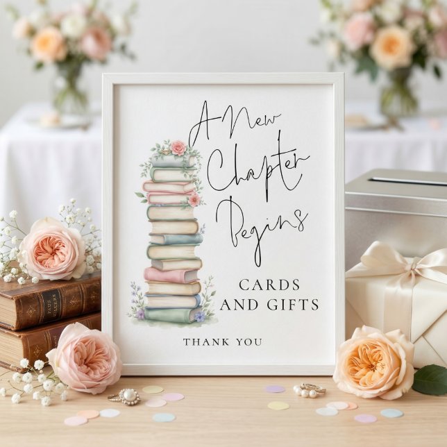 Ny Kapitel Böcker Kort Gåvor Bröllopsdusch Poster (Skapare uppladdad)