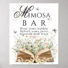 Ny kapitel boktema bröllopsdusch mimosa bar poster