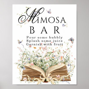 Ny kapitel boktema bröllopsdusch mimosa bar poster