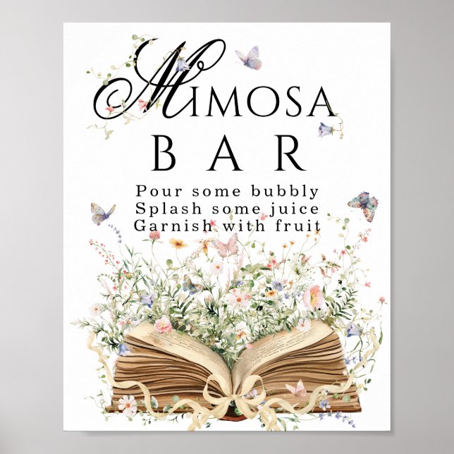 Ny kapitel boktema bröllopsdusch mimosa bar poster (Framsidan)