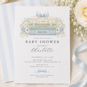 Ny Kapitel Börjar Pojke Bebis Babyshower Inbjudan