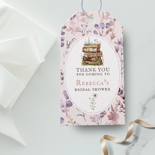 Ny kapitel bröllopsdusch vattenfärg, vild blom presentetikett (Skapare uppladdad)