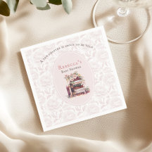 Ny kapitel gamla böcker baby shower blek rosé peon