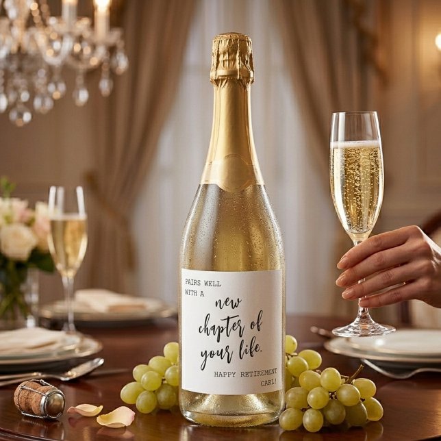 Ny Kapitel Lycklig Pension Anpassad Present (New Chapter Happy Retirement Custom Gift Sparkling Wine Label)