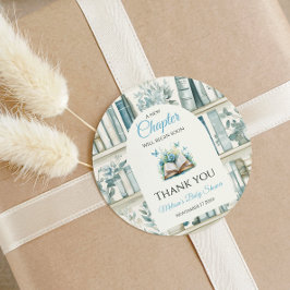 Ny Kapitel Pojkbibliotek Bok Baby Shower Dekoratio Runt Klistermärke