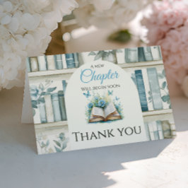 Ny Kapitel Pojkbibliotek Bok Baby Shower Förmån Tack Kort