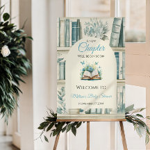 Ny Kapitel Pojkbibliotekbok Baby Shower Välkommen