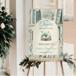 Ny Kapitel Pojkbibliotekbok Baby Shower Välkommen Poster