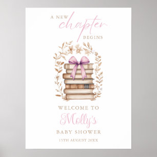 Ny Kapitel Sagobok Rosa Baby Shower Välkommen Poster