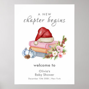 Ny Kapitel Vinter Blommig Baby Shower Välkomst Poster