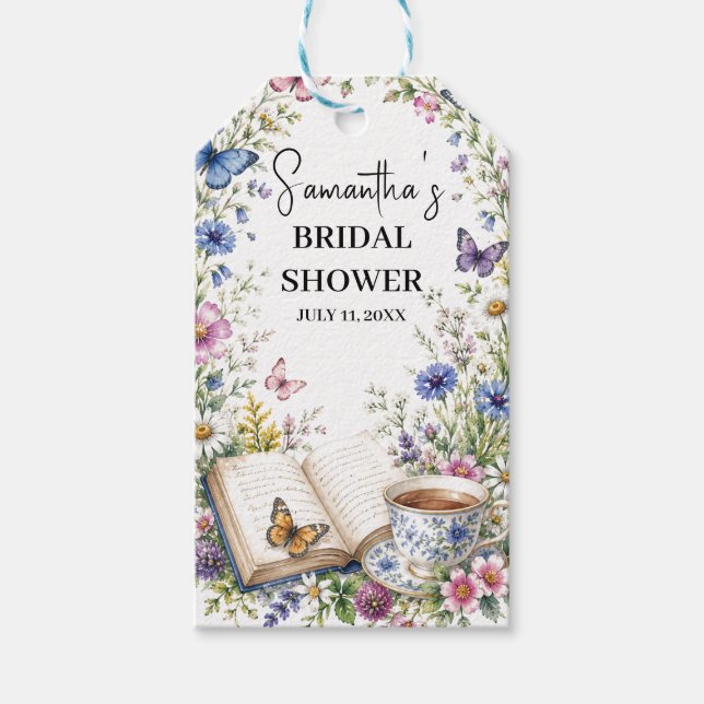 Ny kapitelbok Fjärilsblommig bröllopsfest Presentetikett (Framsidan)