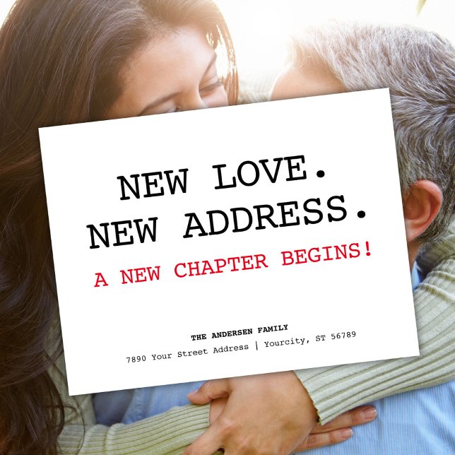 Ny Kärlek Adress-enkel minimalistisk Flytta Meddelande Vykort (New Love Address Simple Minimalist Moving Announcement Postcard)