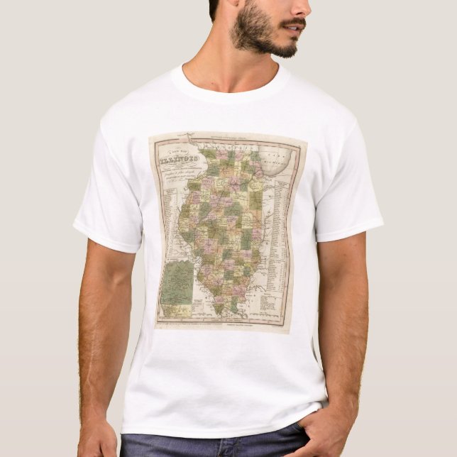 Ny karta av Illinois 2 Tee Shirt (Framsida)