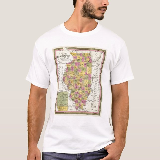 Ny karta av Illinois Tee Shirt (Framsida)